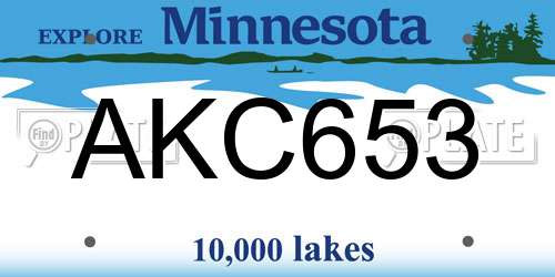 AKC653 Minnesota License Plate