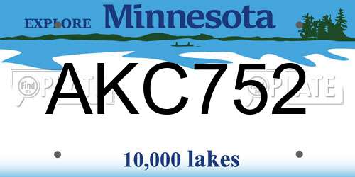 AKC752 Minnesota License Plate