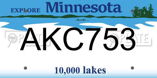 AKC753 Minnesota License Plate