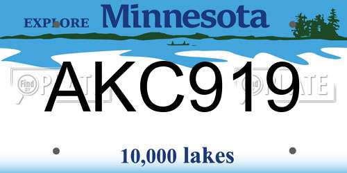 AKC919 Minnesota License Plate