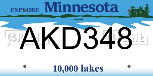 AKD348 Minnesota License Plate