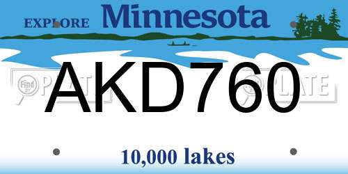 AKD760 Minnesota License Plate