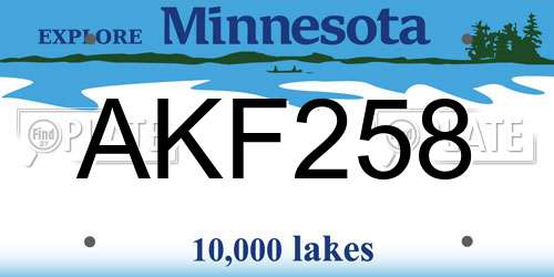 AKF258 Minnesota License Plate