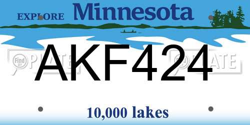 AKF424 Minnesota License Plate