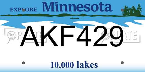AKF429 Minnesota License Plate