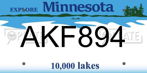 AKF894 Minnesota License Plate