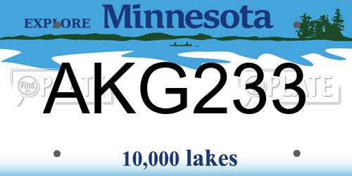 AKG233 Minnesota License Plate