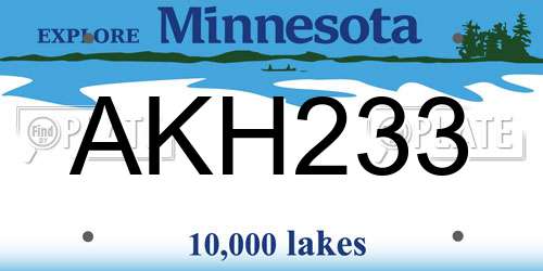 AKH233 Minnesota License Plate