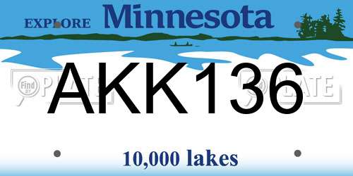 AKK136 Minnesota License Plate