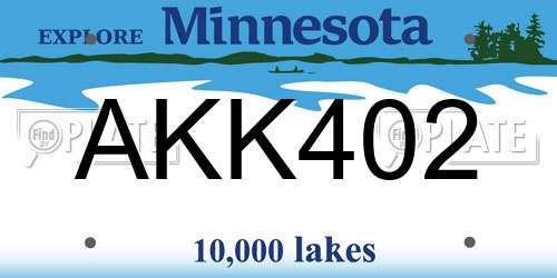 AKK402 Minnesota License Plate