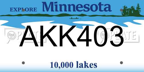 AKK403 Minnesota License Plate