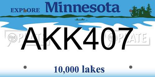 AKK407 Minnesota License Plate