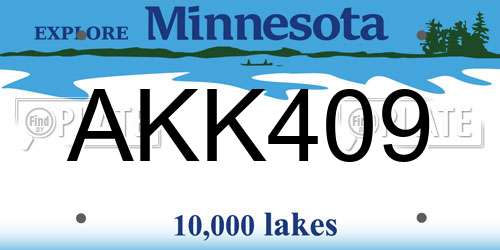 AKK409 Minnesota License Plate