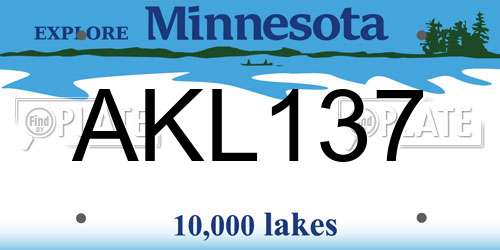 AKL137 Minnesota License Plate