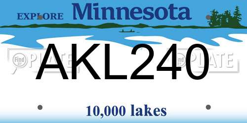 AKL240 Minnesota License Plate