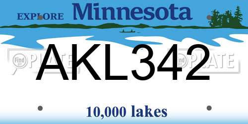 AKL342 Minnesota License Plate