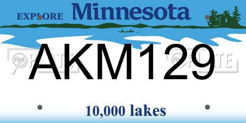 AKM129 Minnesota License Plate