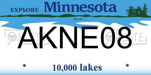 AKNE08 Minnesota License Plate