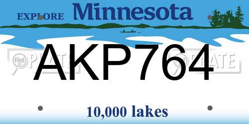 AKP764 Minnesota License Plate