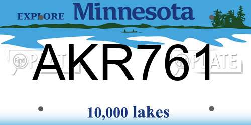 AKR761 Minnesota License Plate