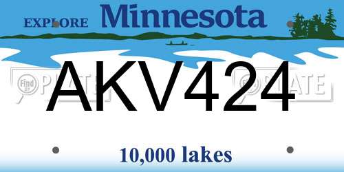 AKV424 Minnesota License Plate