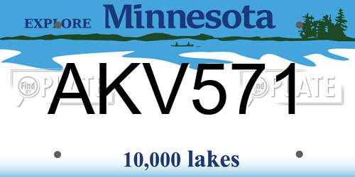 AKV571 Minnesota License Plate