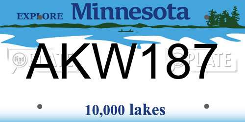 AKW187 Minnesota License Plate