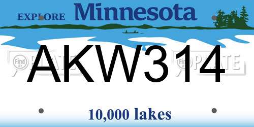 AKW314 Minnesota License Plate
