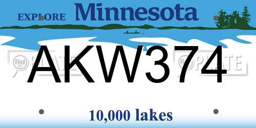 AKW374 Minnesota License Plate