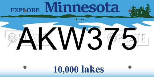 AKW375 Minnesota License Plate