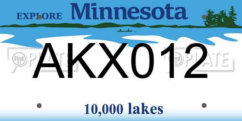 AKX012 Minnesota License Plate