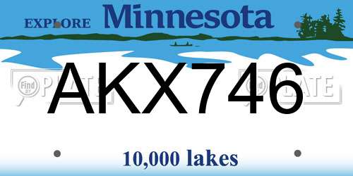 AKX746 Minnesota License Plate