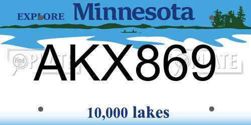 AKX869 Minnesota License Plate