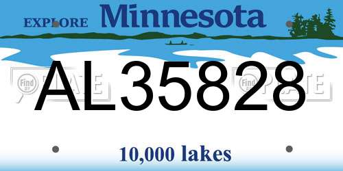 AL35828 Minnesota License Plate