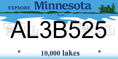 AL3B525 Minnesota License Plate