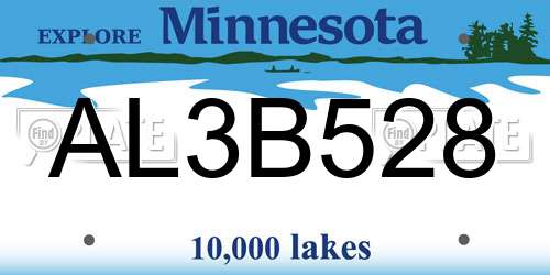 AL3B528 Minnesota License Plate