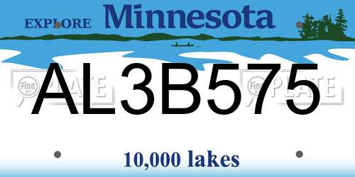 AL3B575 Minnesota License Plate