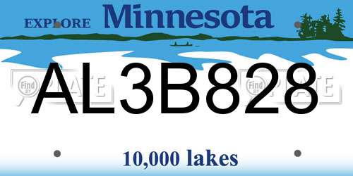 AL3B828 Minnesota License Plate