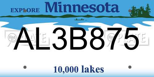 AL3B875 Minnesota License Plate