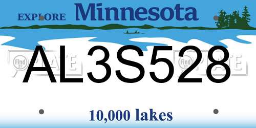 AL3S528 Minnesota License Plate