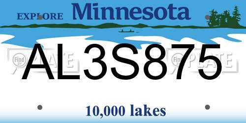 AL3S875 Minnesota License Plate