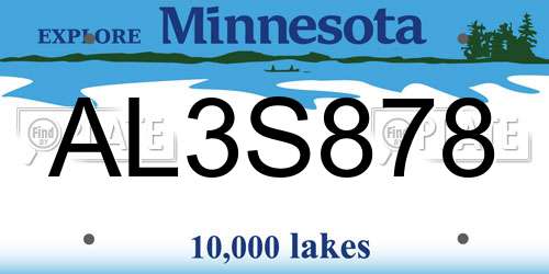 AL3S878 Minnesota License Plate
