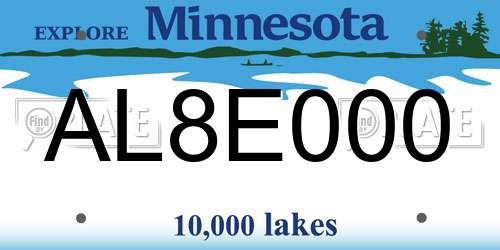 AL8E000 Minnesota License Plate