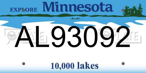 AL93092 Minnesota License Plate