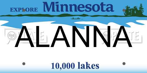 ALANNA Minnesota License Plate
