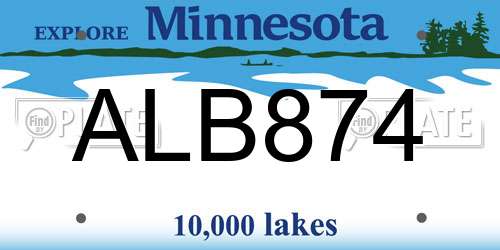 ALB874 Minnesota License Plate
