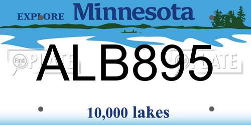 ALB895 Minnesota License Plate