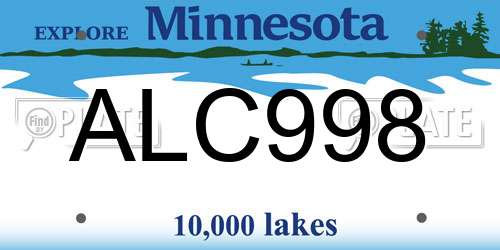 ALC998 Minnesota License Plate