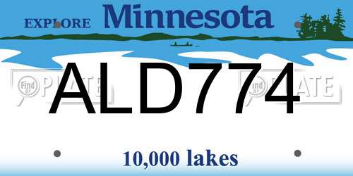 ALD774 Minnesota License Plate