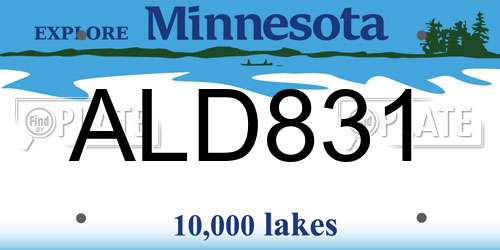 ALD831 Minnesota License Plate